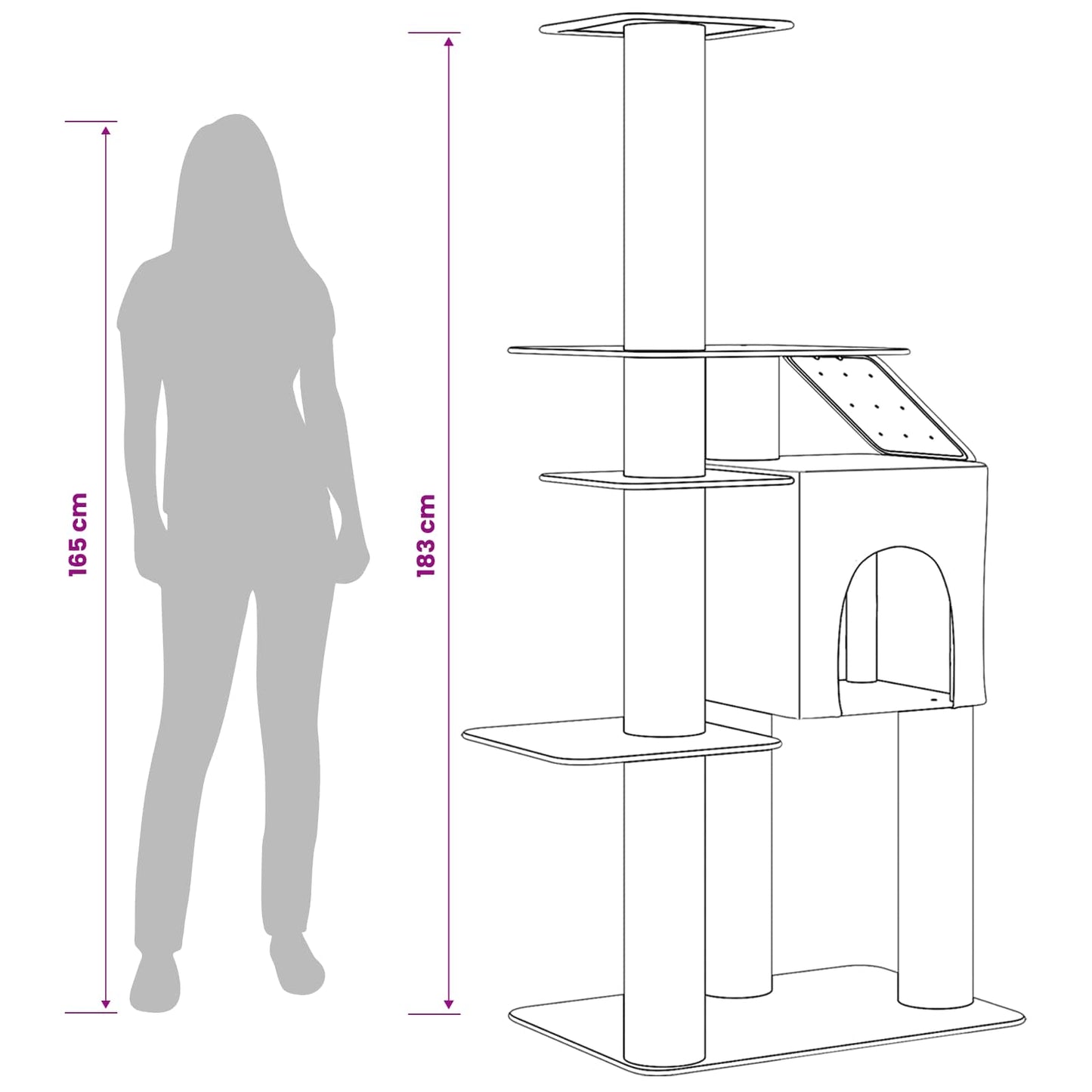 Kattetræ med sisal klatreposter Cremefarvet 183 cm