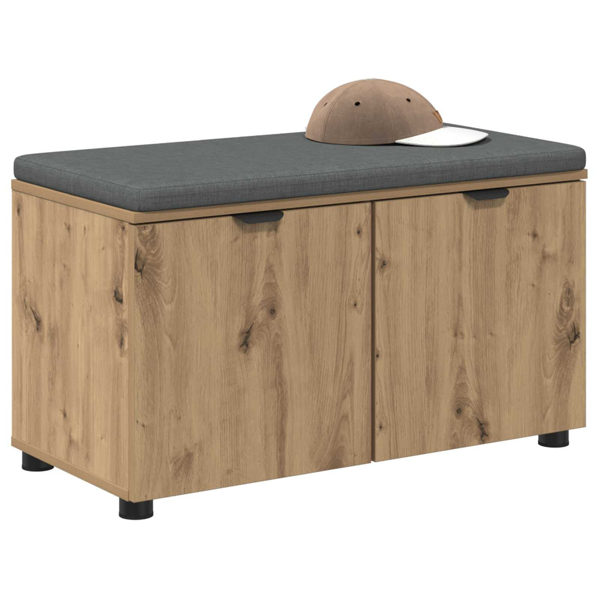 Skobænk med hynde Artisan-eg 80 x 38 x 46 cm Konstrueret træ