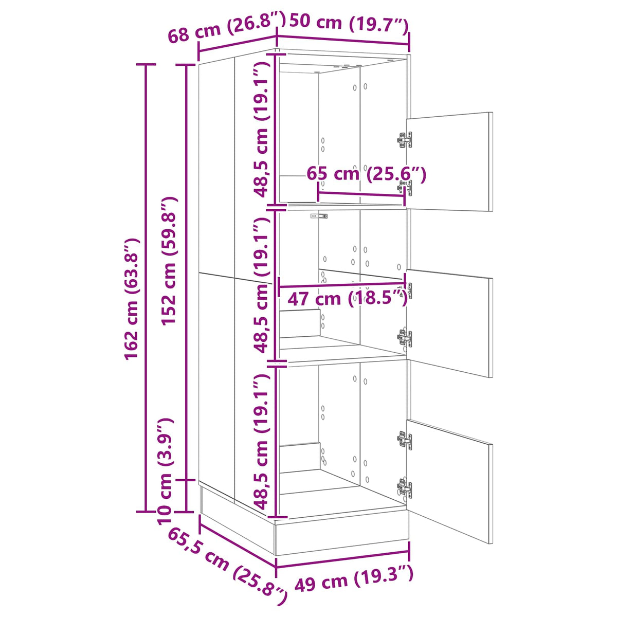 Vaskeskab med dør Sonoma 50 x 68 x 162 cm Konstrueret træ