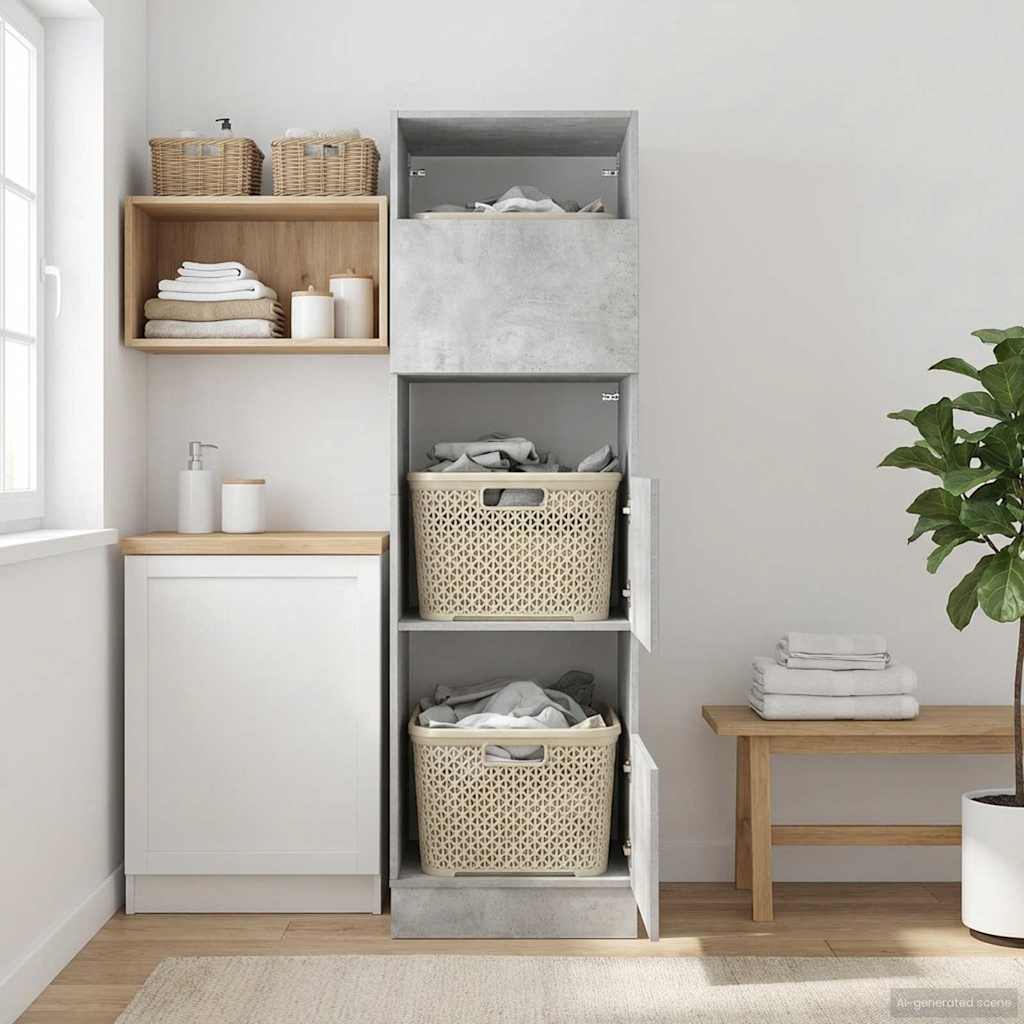Vaskeskab med opbevaring Beton 50 x 68 x 162 cm Konstrueret træ