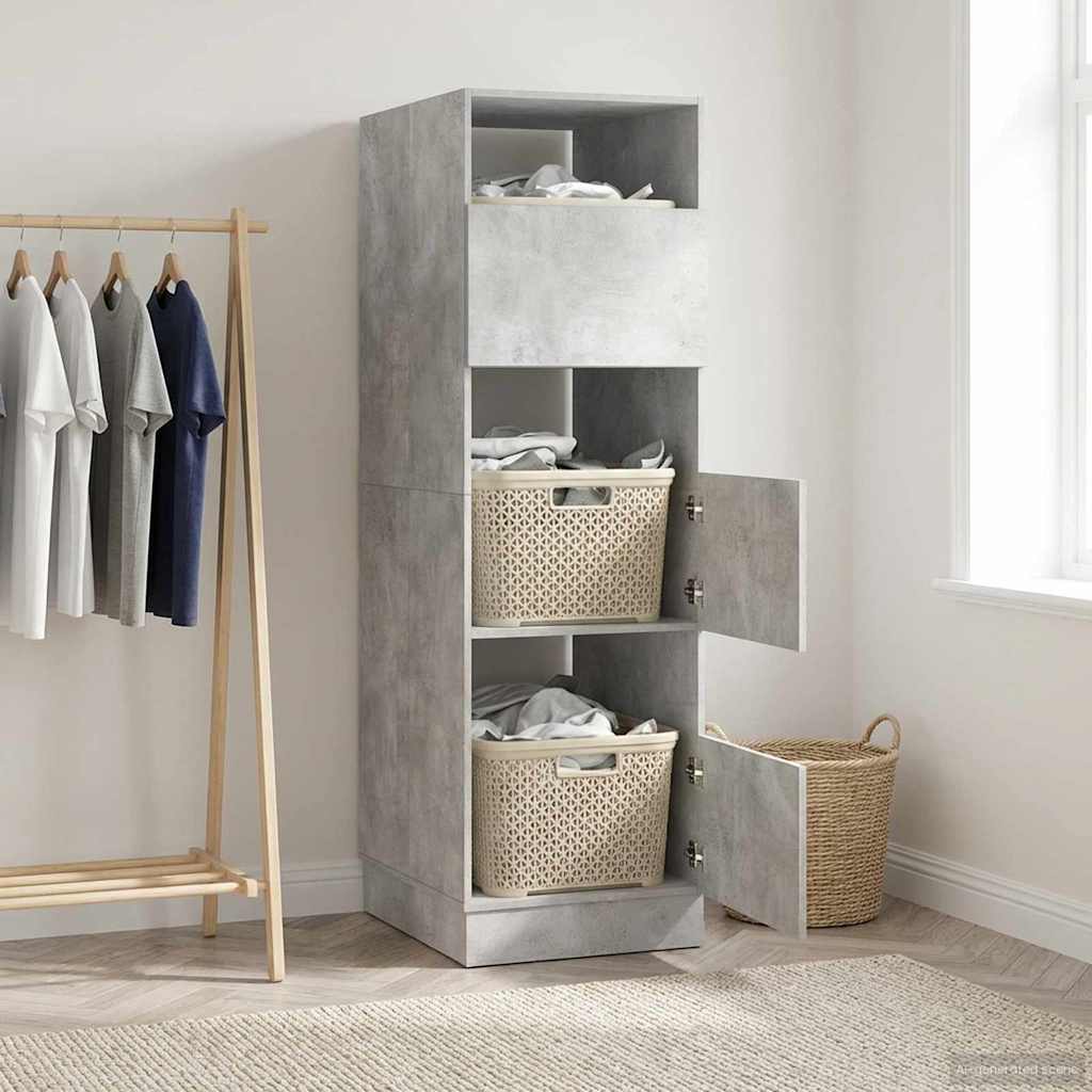 Vaskeskab med opbevaring Beton 50 x 68 x 162 cm Konstrueret træ