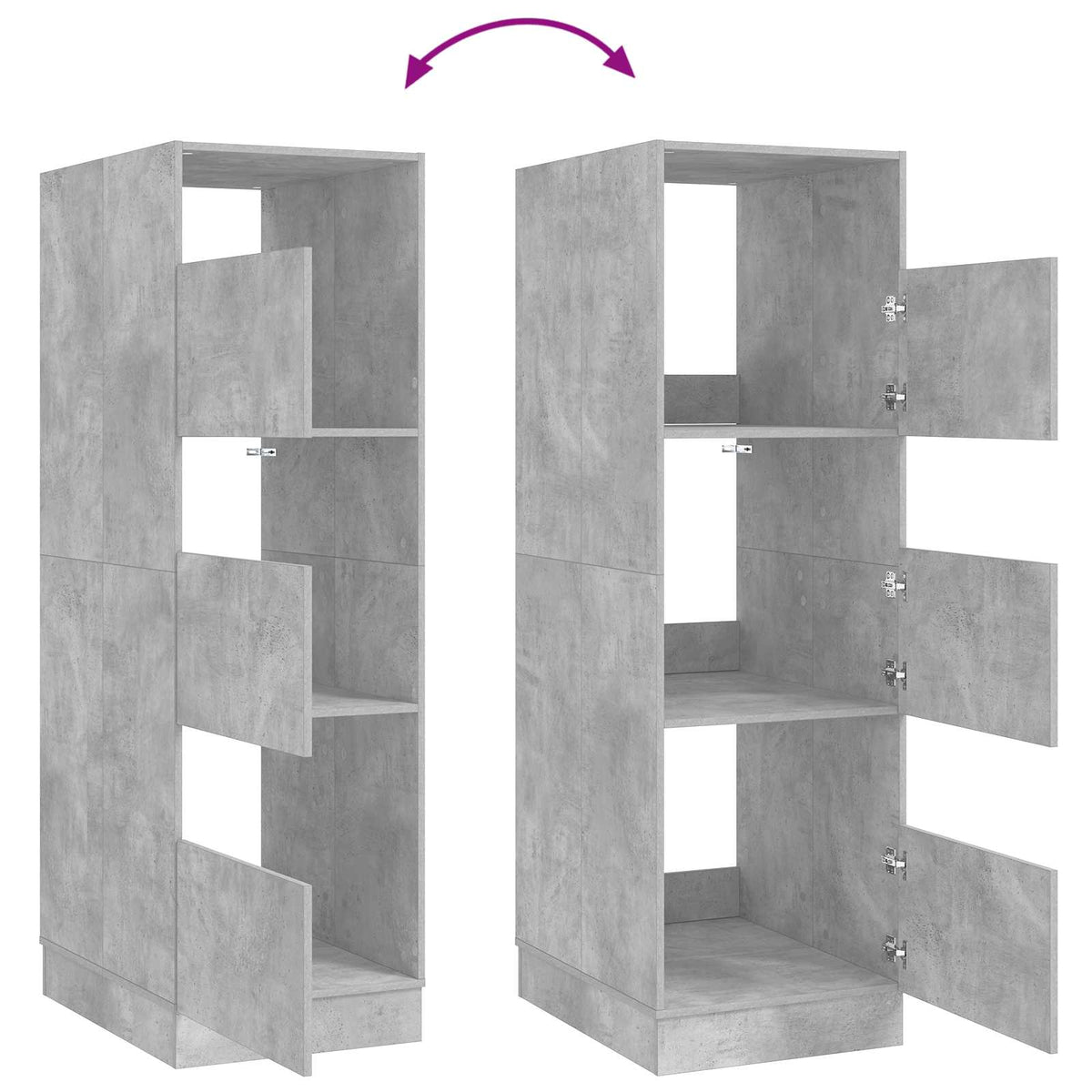 Vaskeskab med opbevaring Beton 50 x 68 x 162 cm Konstrueret træ