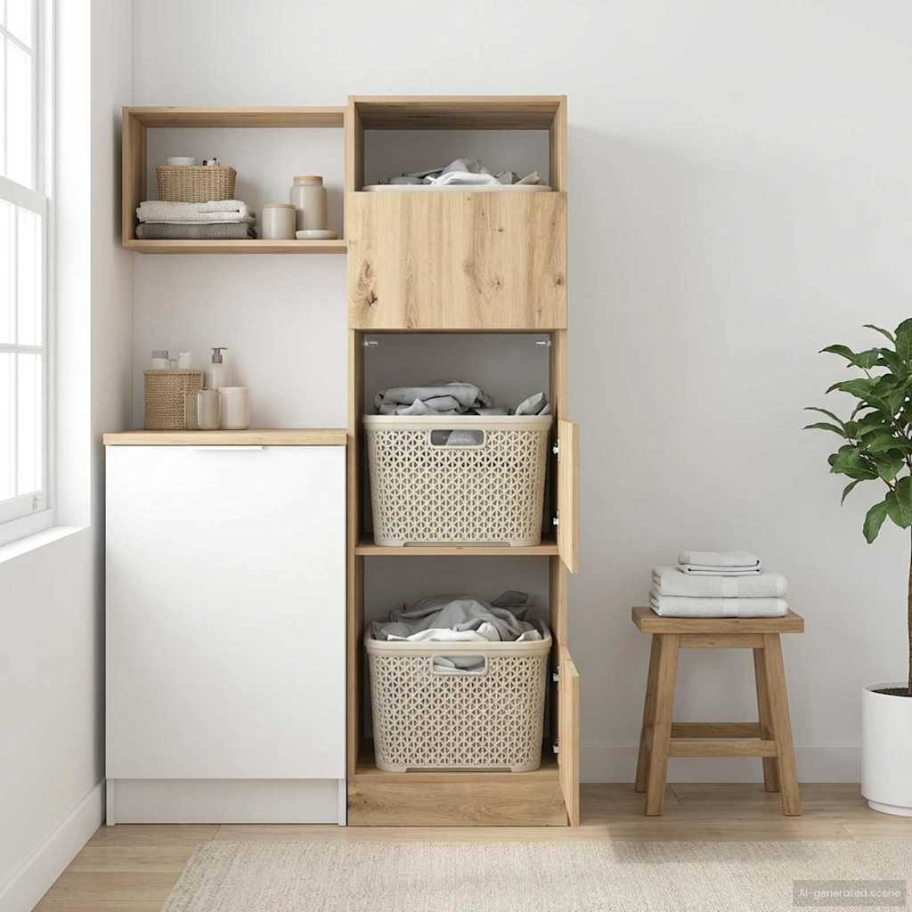 Vaskeskab Artisan Egetræ 50 x 68 x 162 cm Konstrueret træ