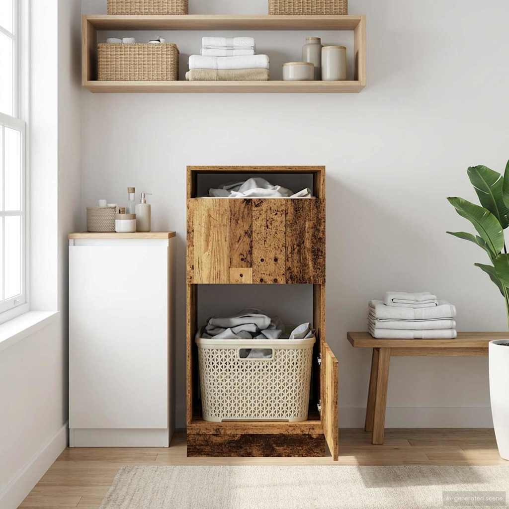 Vaskeskab med dør Gammelt træ 50 x 68 x 102 cm Konstrueret træ