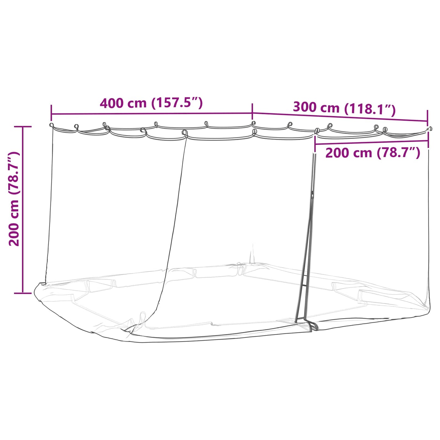 Myggenet til pavillon 220 mesh Sort 4 x 3 x 2 cm Polyester