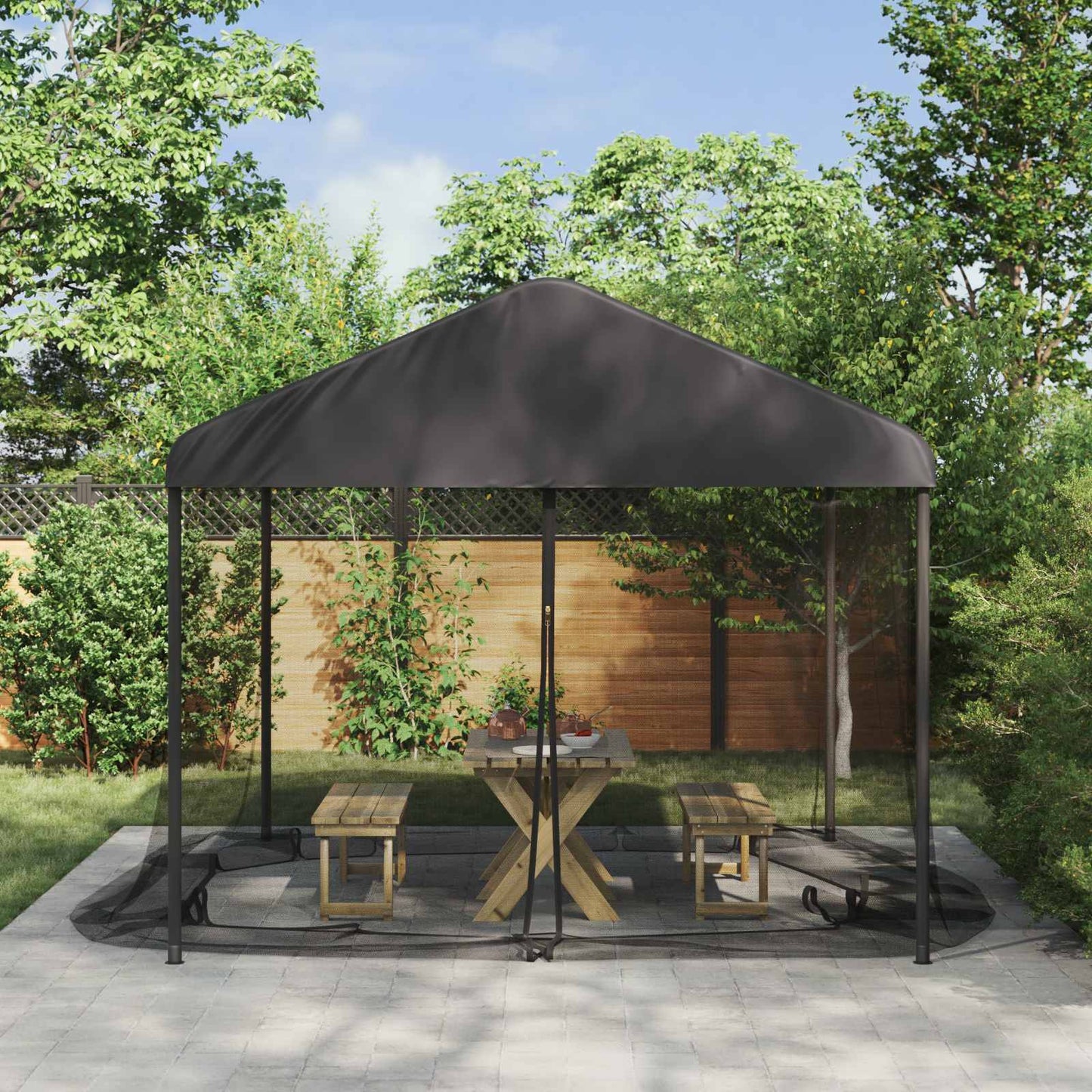 Myggenet til pavillon 220 mesh Sort 4,5 x 3 x 2 m Polyester