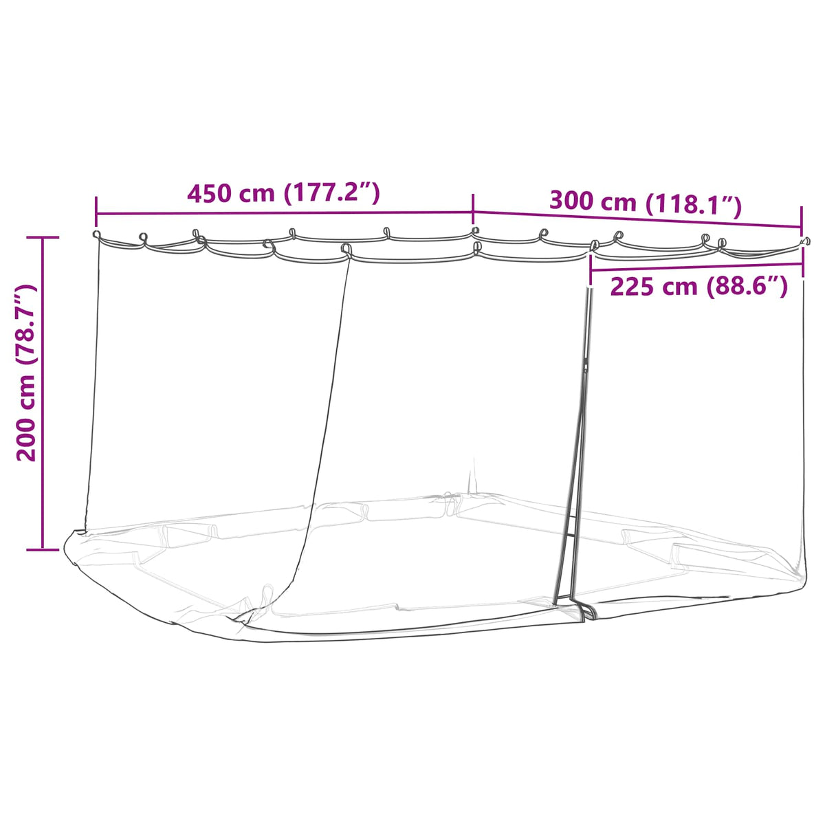 Myggenet til pavillon 220 mesh Sort 4,5 x 3 x 2 m Polyester