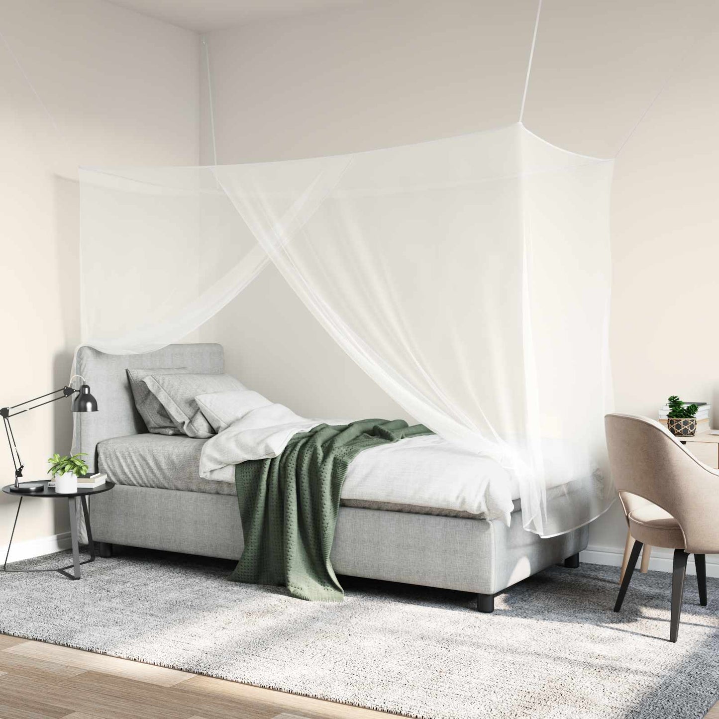Myggenet til seng 3 stk. 156 mesh Hvid 220 x 100 x 150 cm