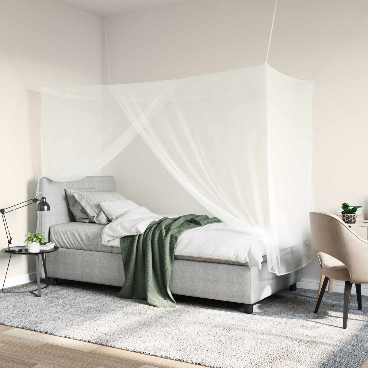 Myggenet til seng 3 stk. 156 mesh Hvid 220 x 120 x 150 cm