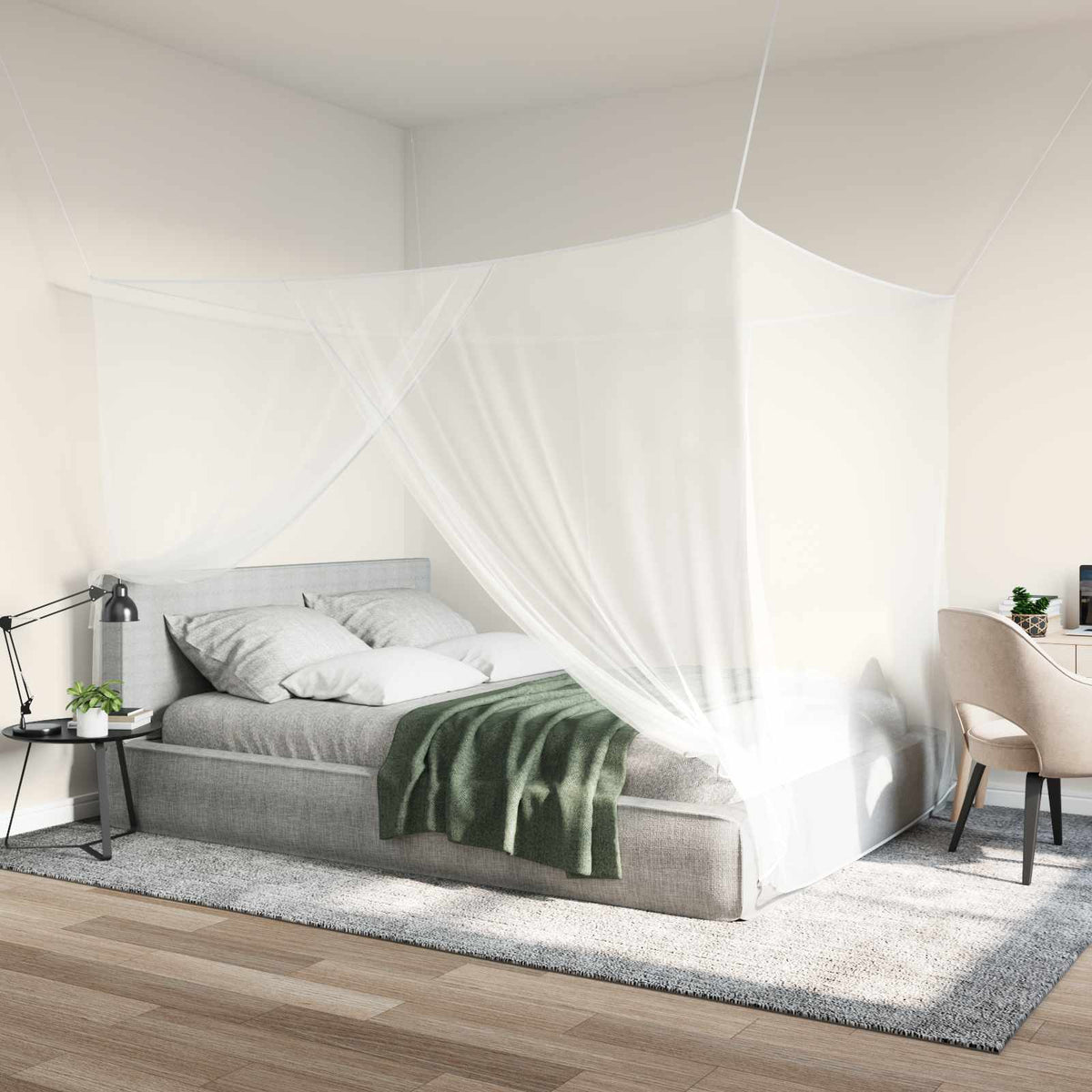 Myggenet til seng 3 stk. 156 mesh Hvid 220 x 200 x 210 cm