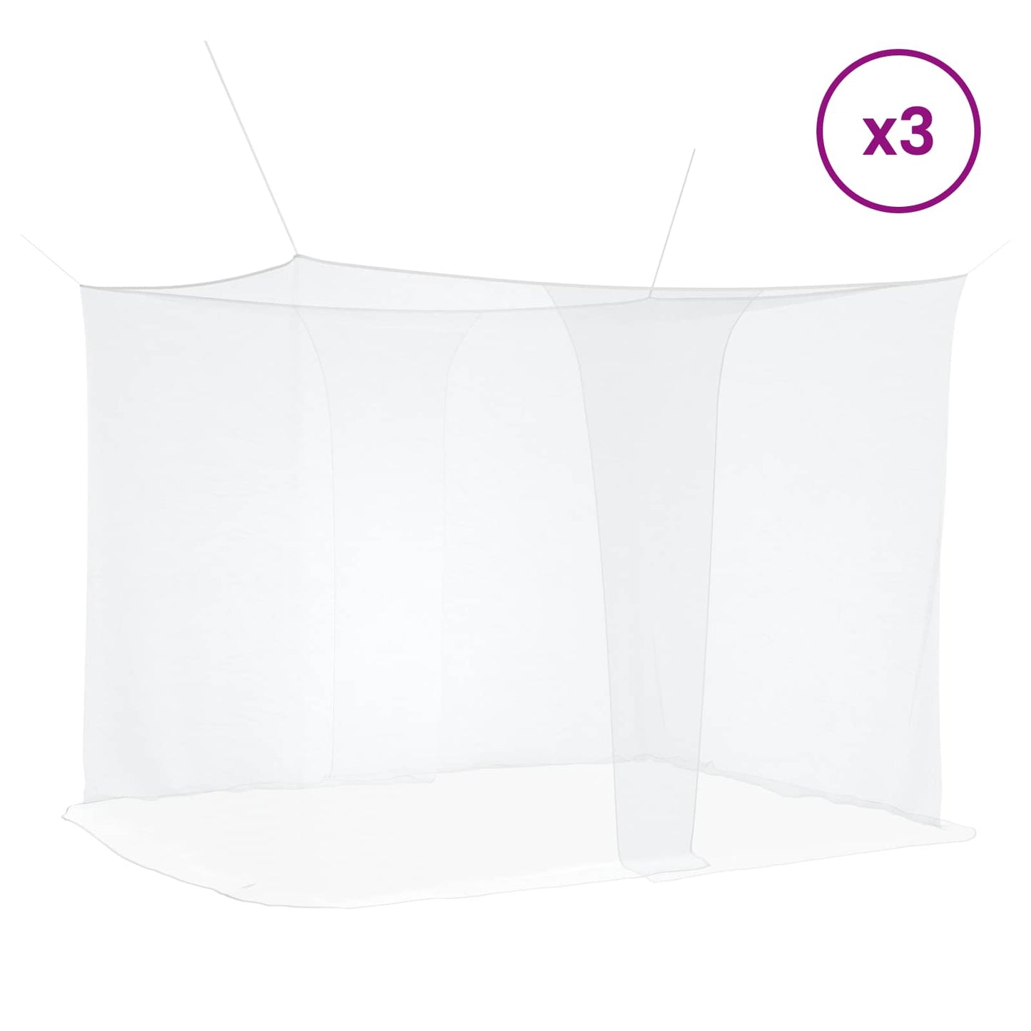 Myggenet til seng 3 stk. 156 mesh Hvid 220 x 200 x 210 cm