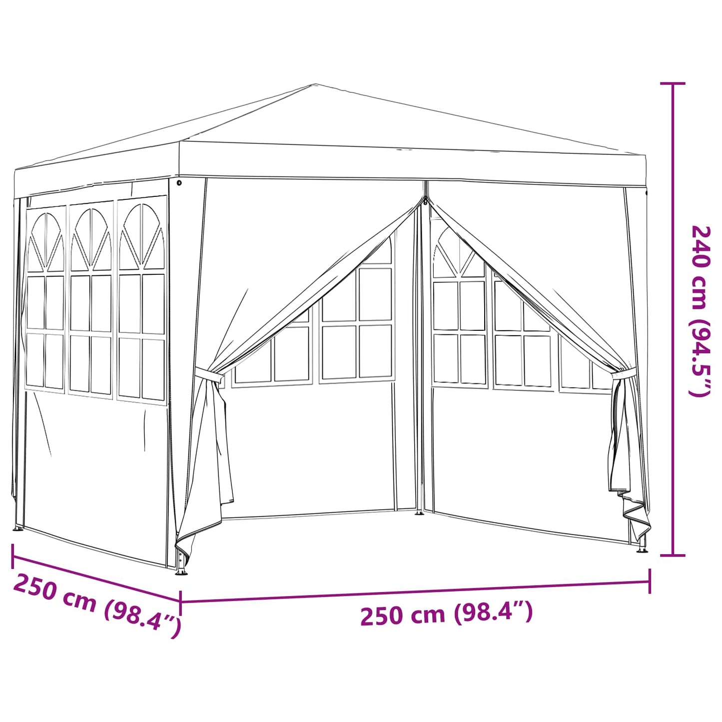 Party Tent 250 x 250 x 240 cm Rød PE og stål