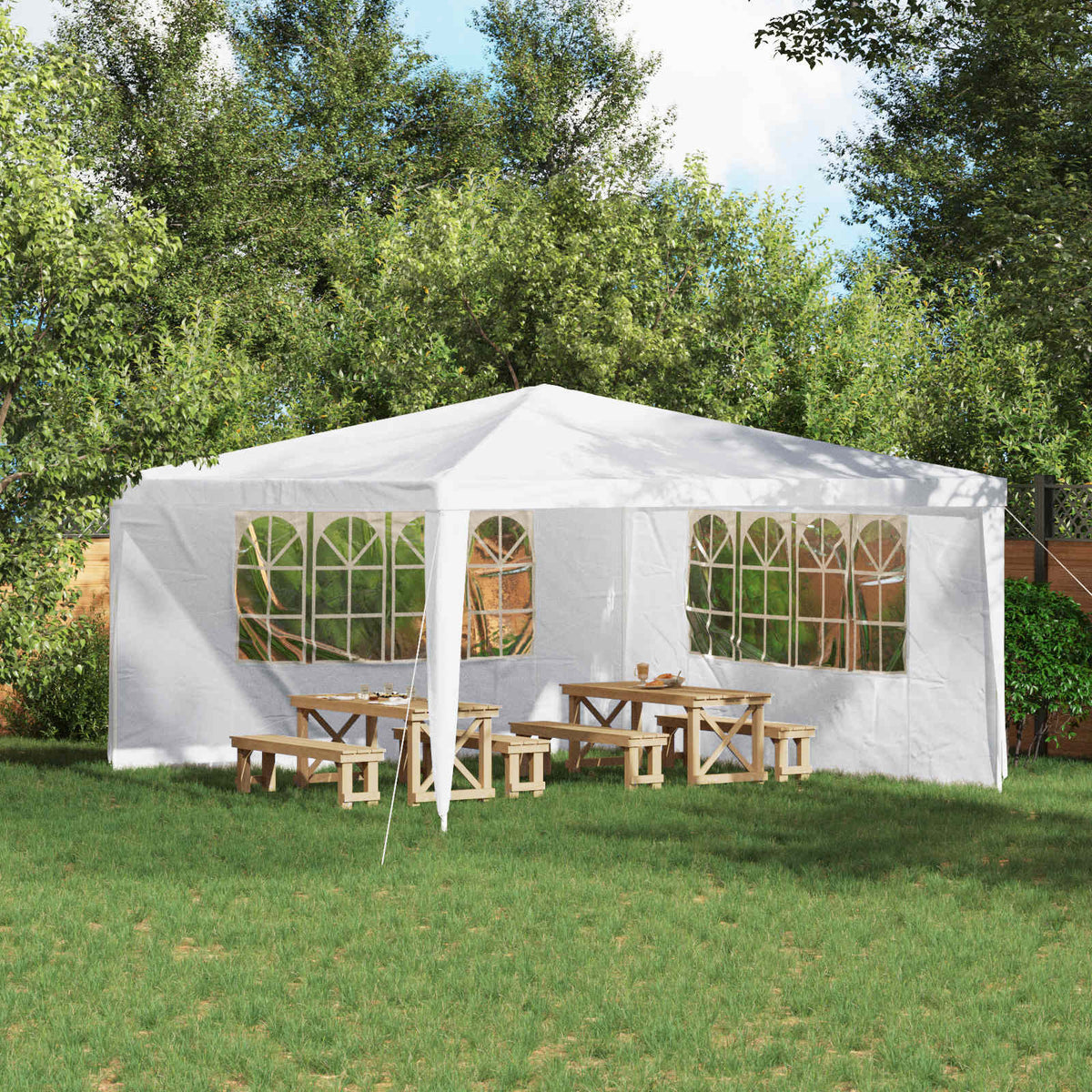 Festasidevæg 2 stk. 400 x 195 cm Hvid PE og stål