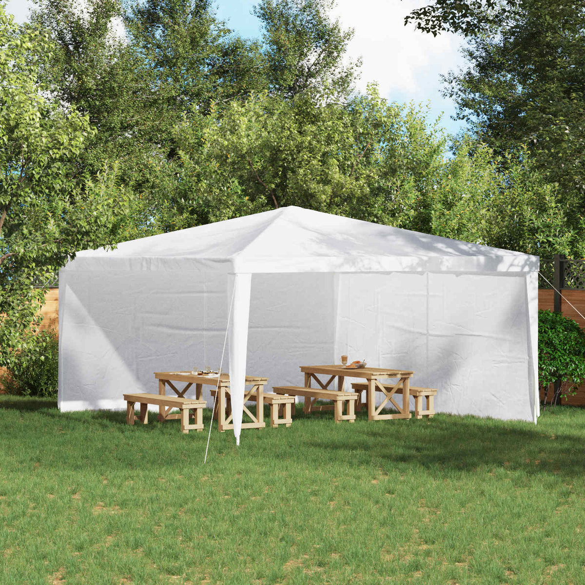 Festasidevæg 2 stk. 400 x 195 cm Hvid PE og stål