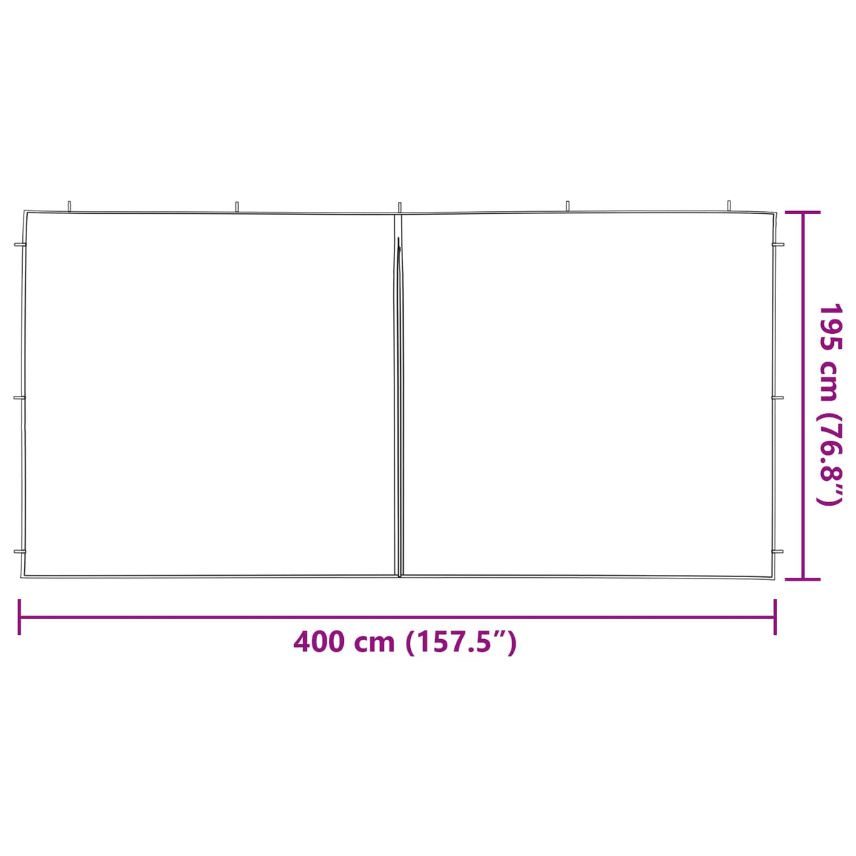 Festasidevæg 2 stk. 400 x 195 cm Hvid PE og stål