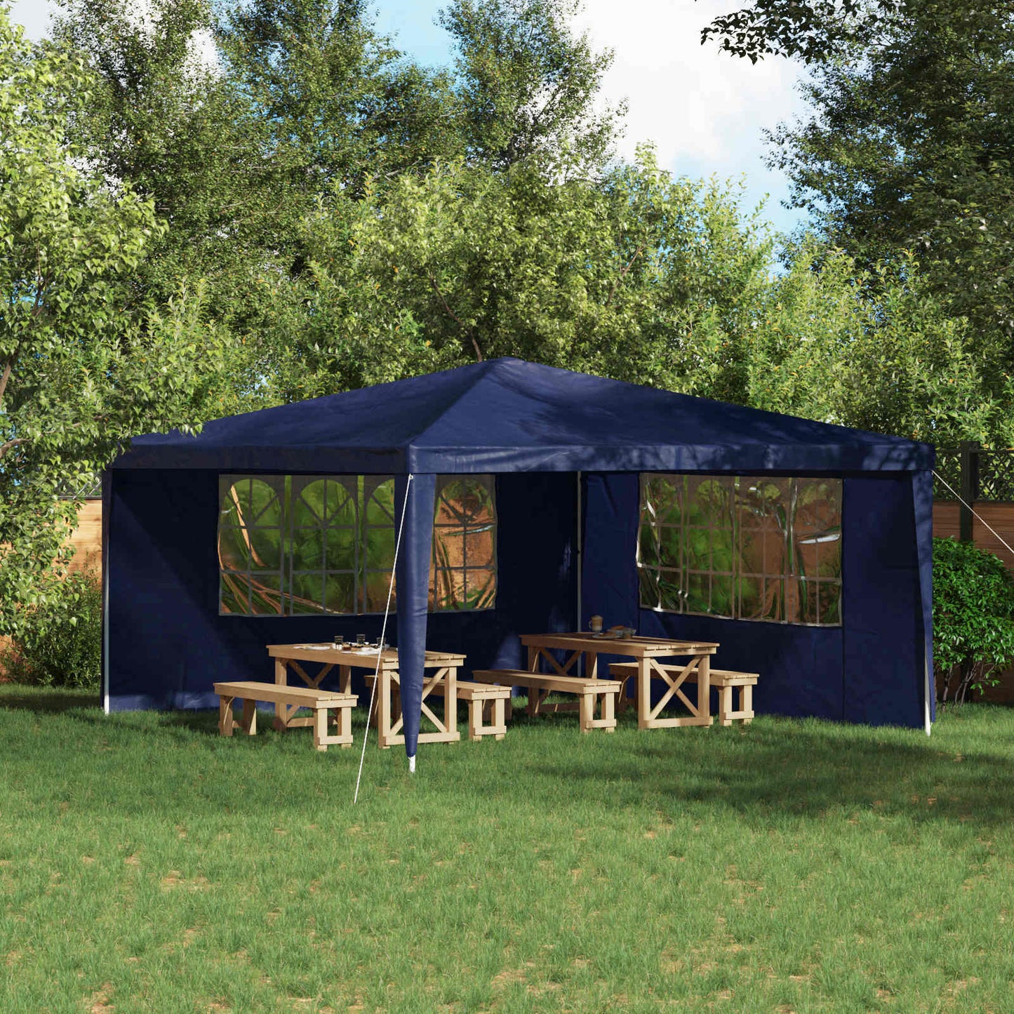Festasidevæg 2 stk. 400 x 195 cm Blå PE og stål