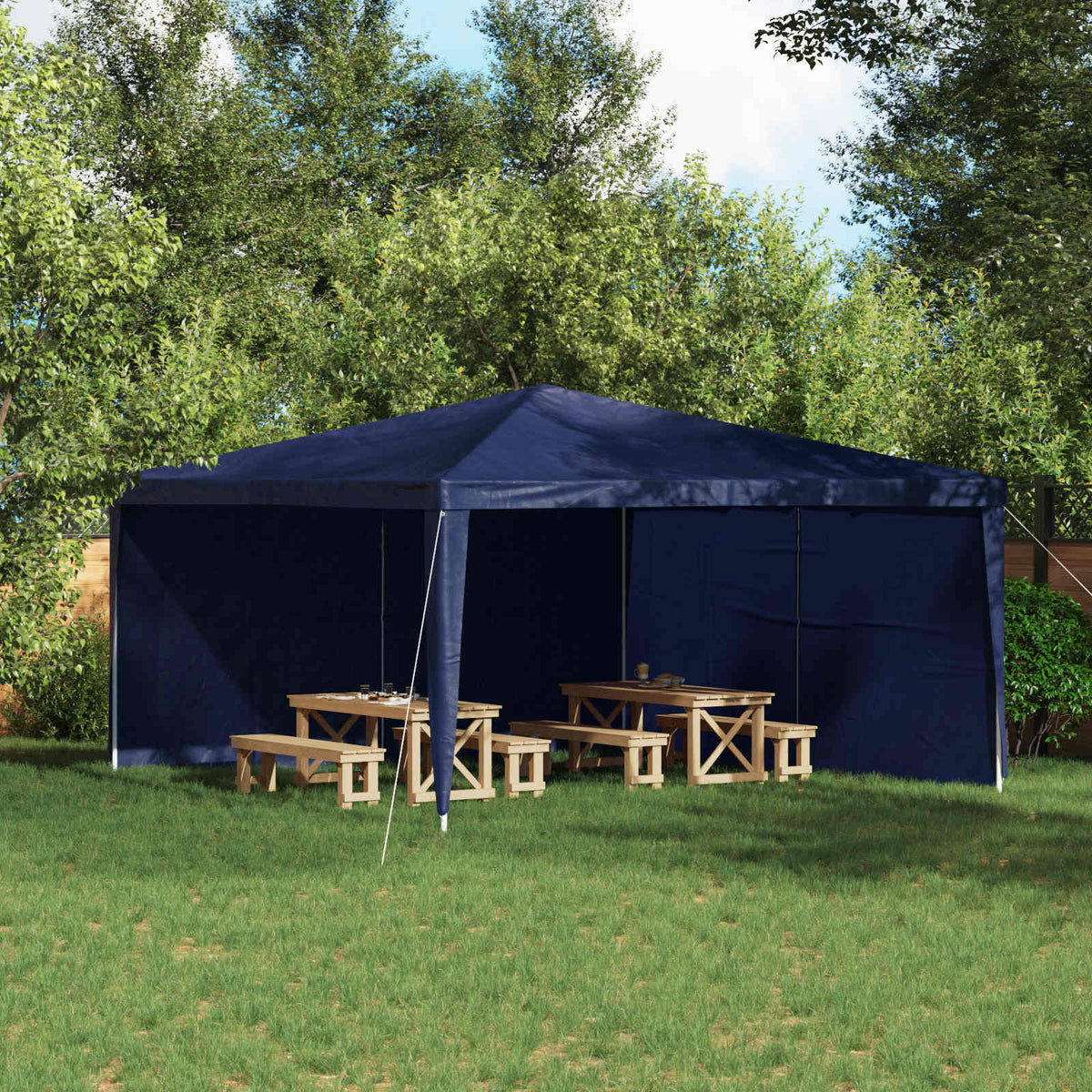 Festasidevæg 2 stk. 400 x 195 cm Blå PE og stål