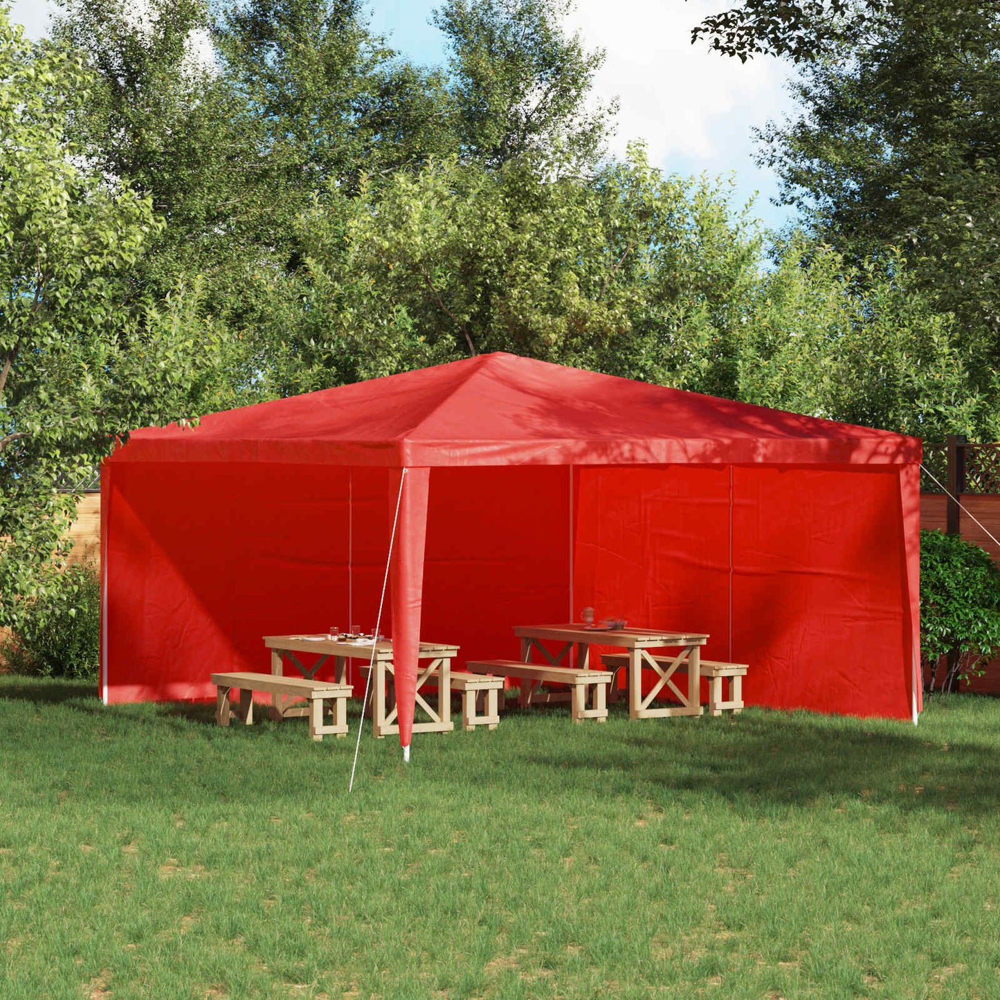 Festasidevæg 2 stk. 400 x 195 cm Rød PE og stål