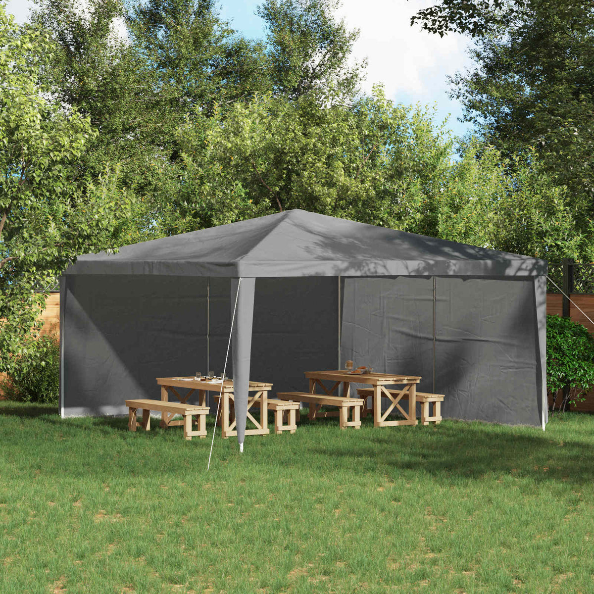 Festasidevæg 2 stk. 400 x 195 cm Lysegrå PE og stål