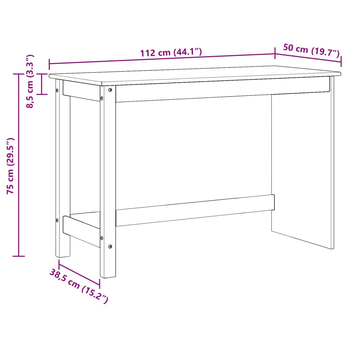 Bord Brun 112 x 50 x 75 cm Massivt fyrretræ