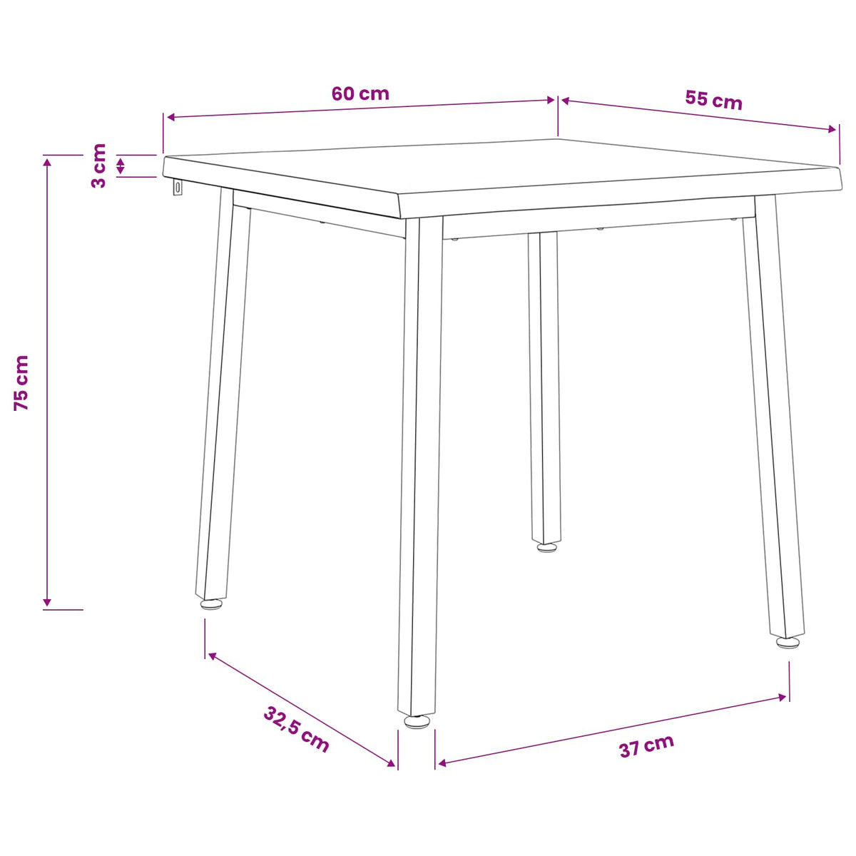 60 x 55 x 75 cm Massivt Akacietræ Natur og hvid Rektangulær