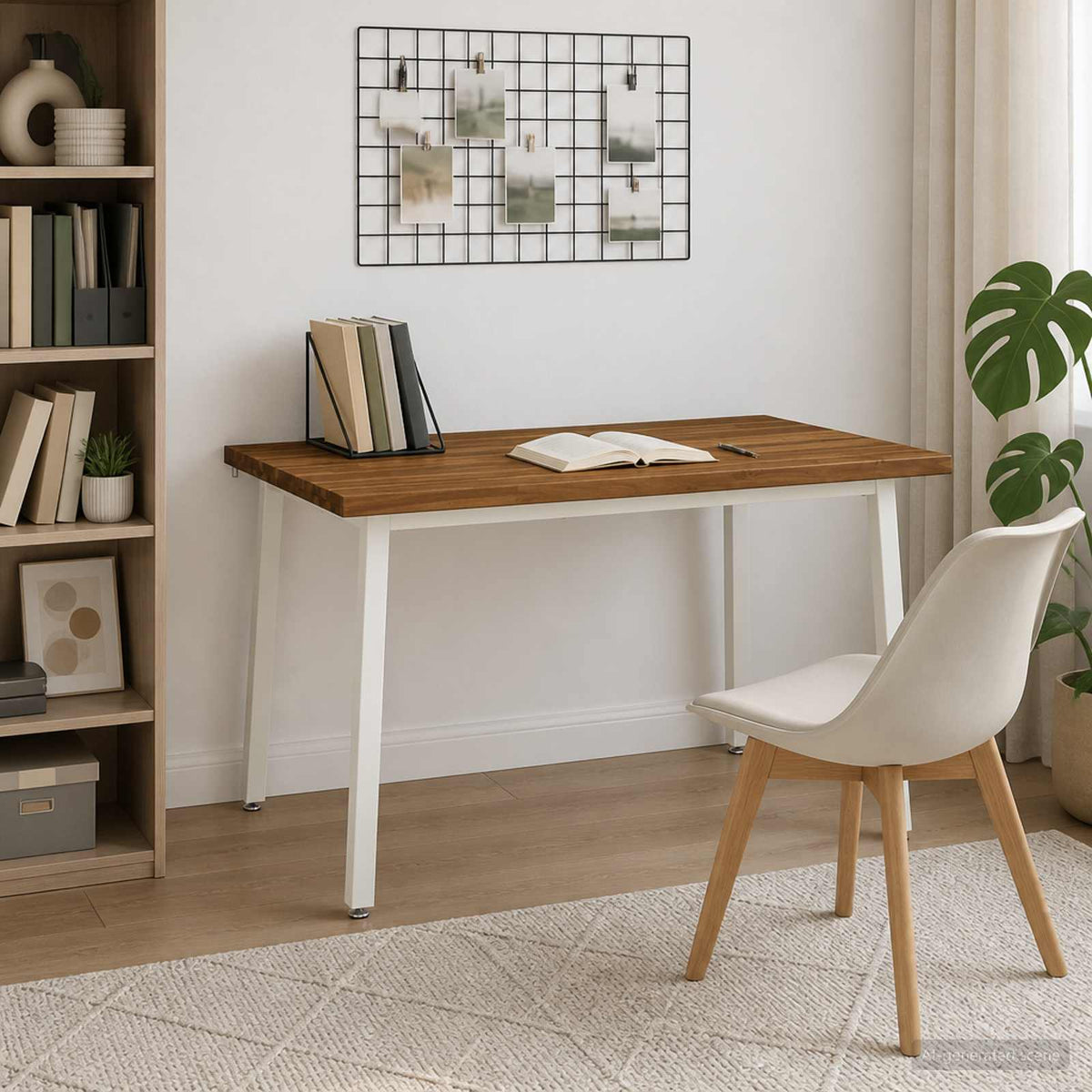 120 x 70 x 75 cm Massivt Akacietræ Natur og hvid Rektangulær