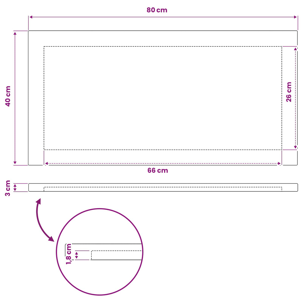 Rektangulært Bordplade 80 x 40 x 3,5 cm Rektangulær Mørk Brun