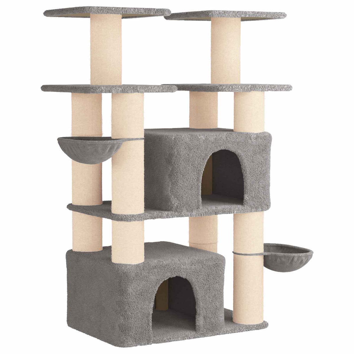 Kattetræ med sisal klatreposter Lysegrå 147 cm 2 stk.