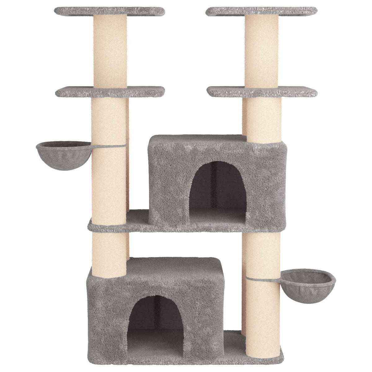 Kattetræ med sisal klatreposter Lysegrå 147 cm 2 stk.