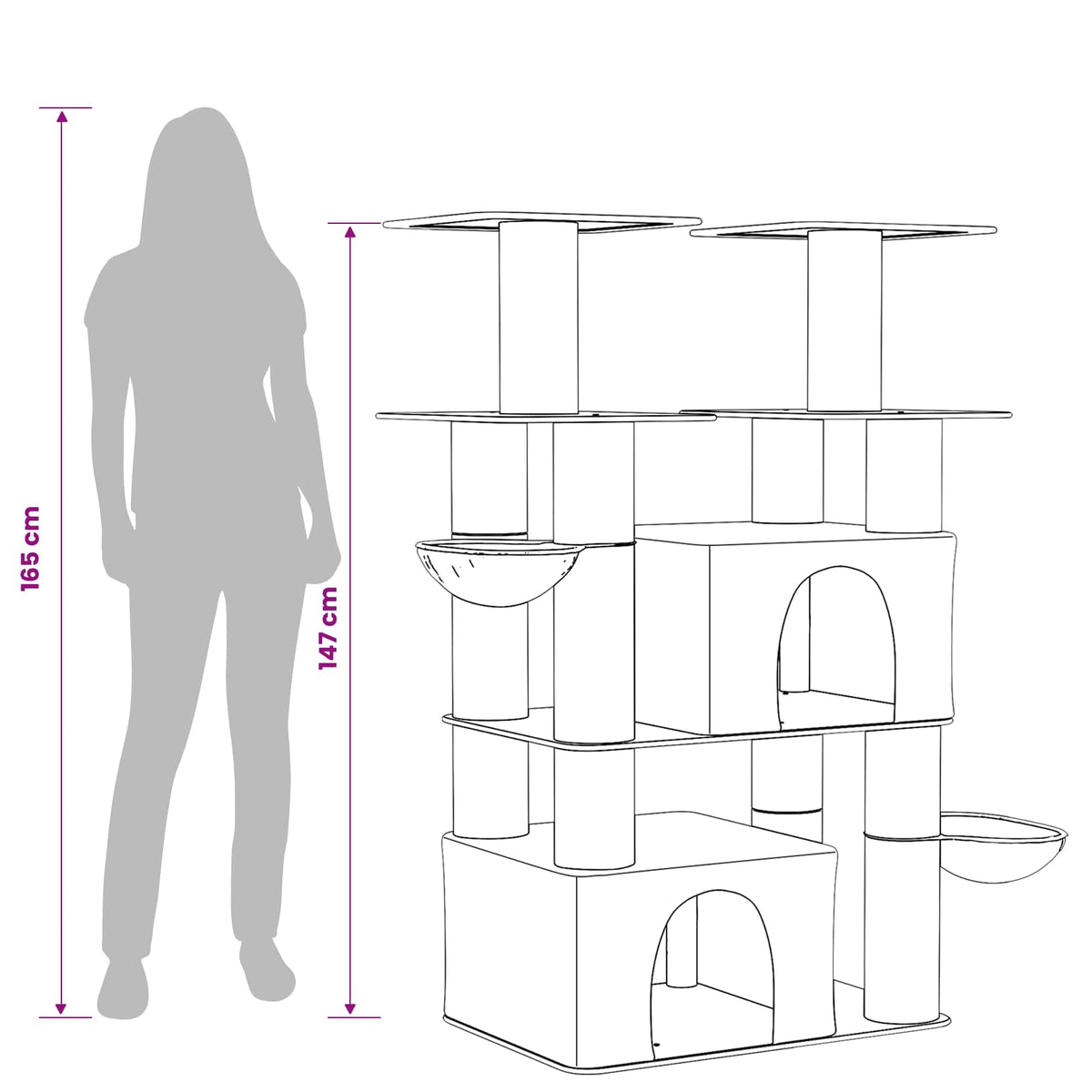 Kattetræ med sisal klatreposter Lysegrå 147 cm 2 stk.
