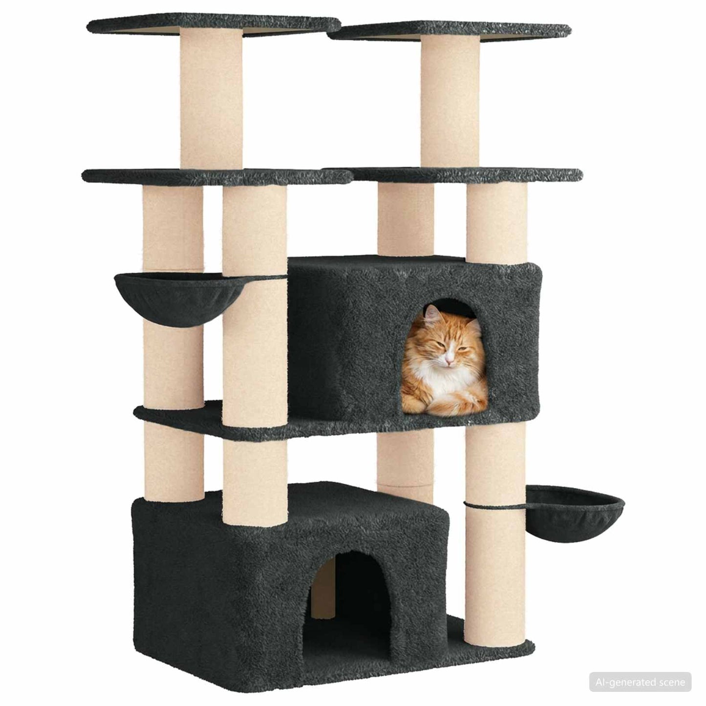 Kattetræ med sisal klatreposter Mørkegrå 147 cm 2 stk.