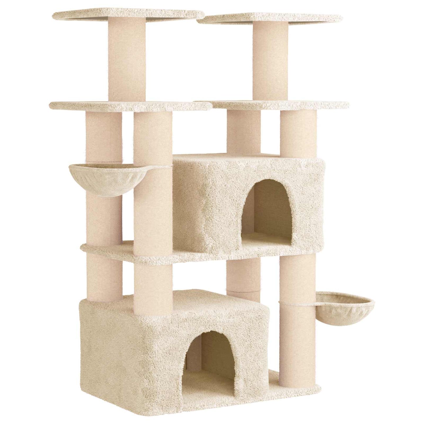 Kattetræ med sisal klatreposter Cremefarvet 147 cm 2 stk.