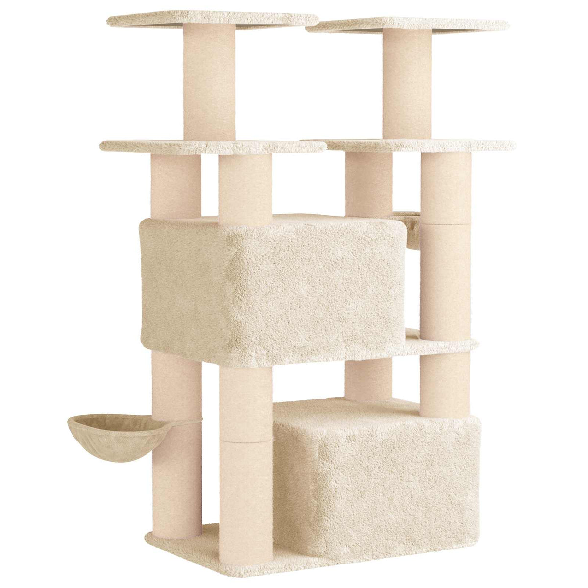 Kattetræ med sisal klatreposter Cremefarvet 147 cm 2 stk.