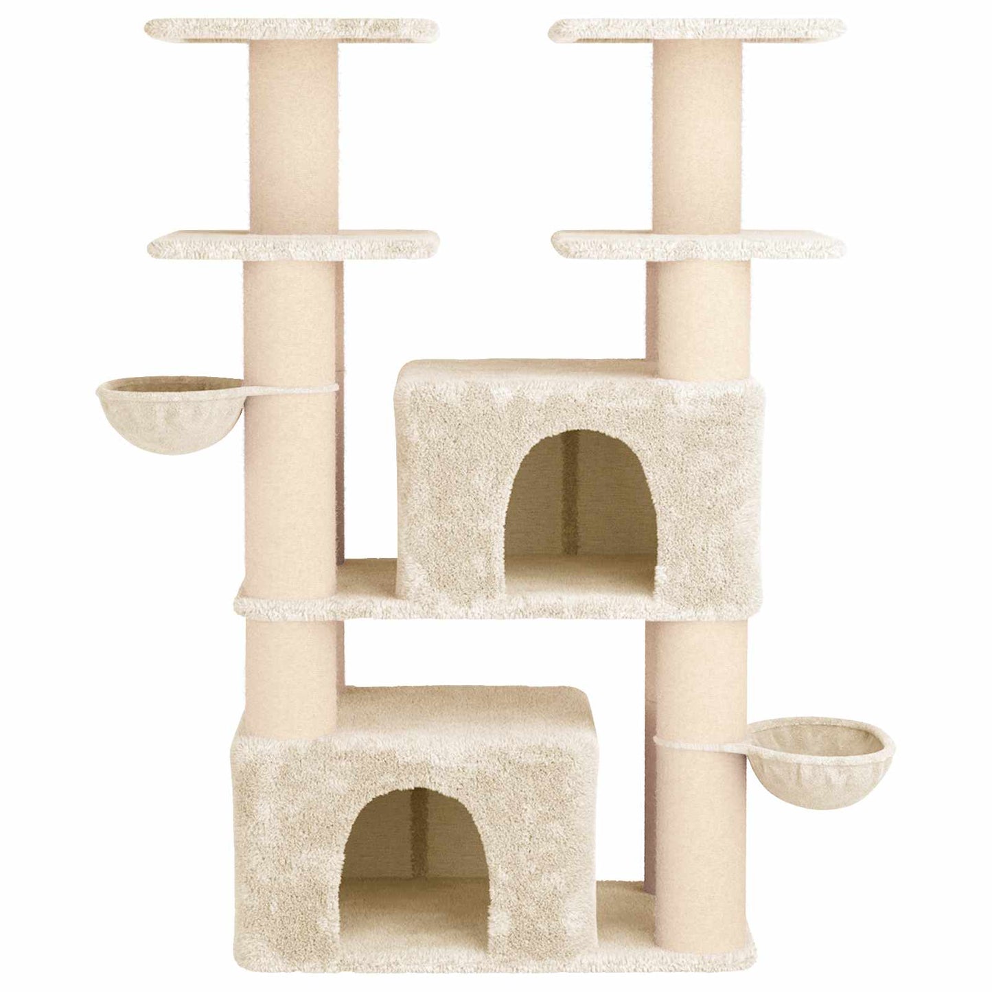 Kattetræ med sisal klatreposter Cremefarvet 147 cm 2 stk.