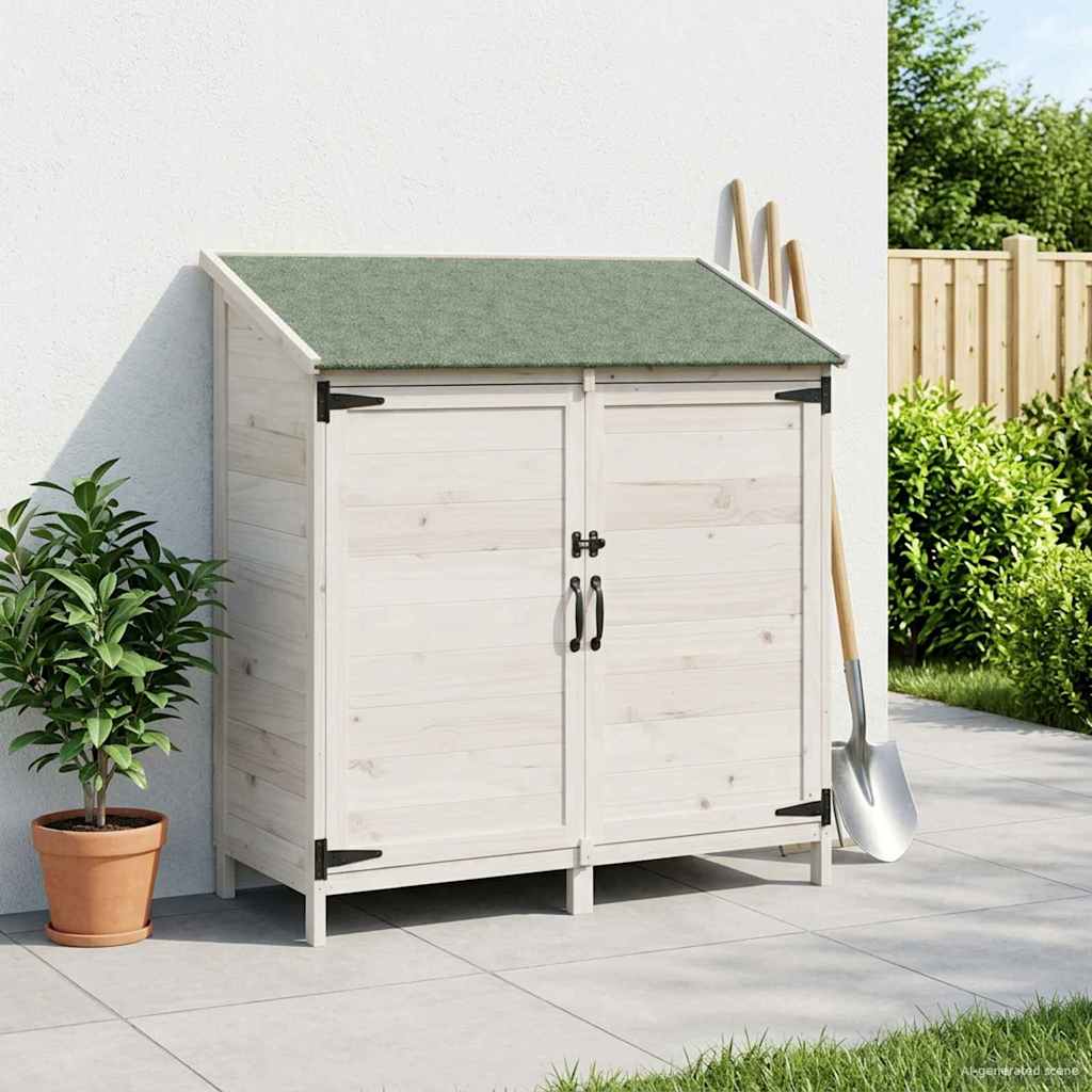 Have Skur med tag Hvid 106,5 x 56 x 113,5 cm Massivt Fyrretræ