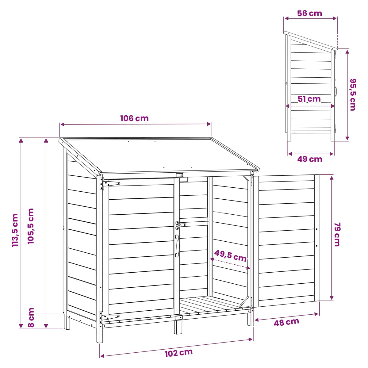Have Skur med tag Brun 106,5 x 56 x 113,5 cm Massivt Fyrretræ