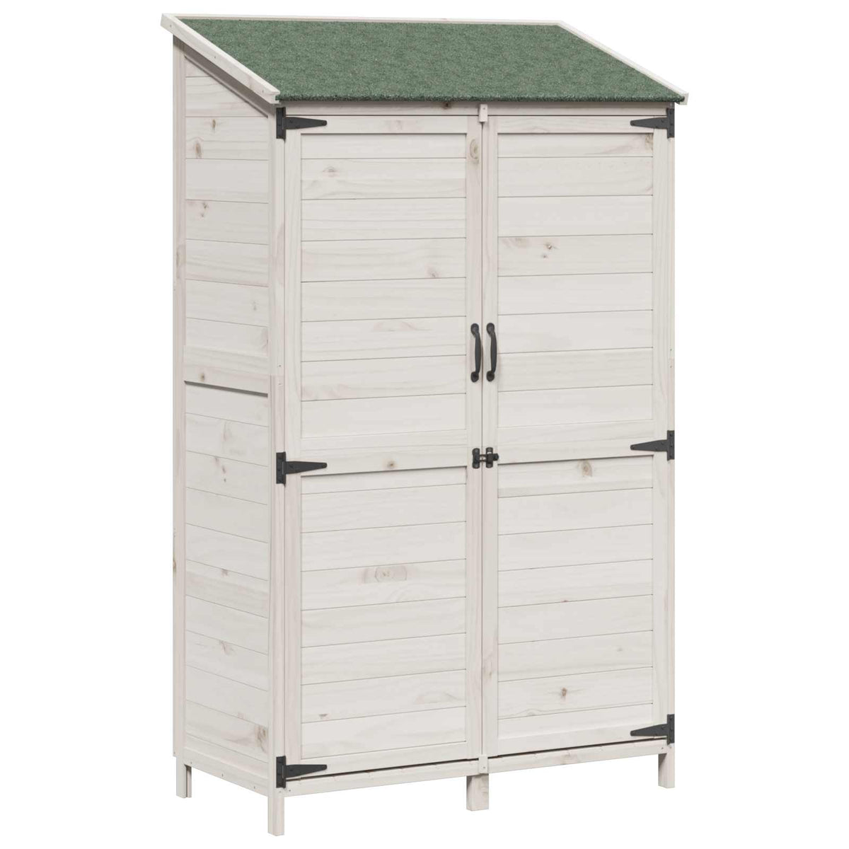 Have Skur med tag Hvid 106,5 x 56 x 176 cm Massivt Fyrretræ