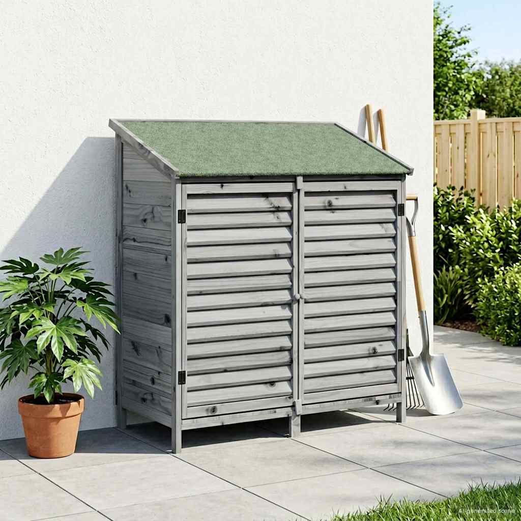 Have Skur med tag Grå 106 x 56 x 113,5 cm Massivt Fyrretræ