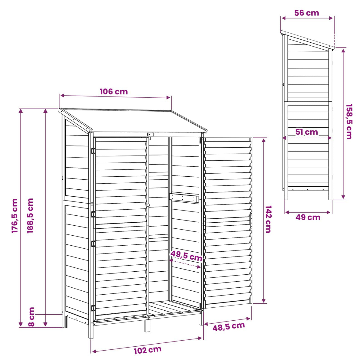 Have Skur Naturfarvet 106 x 56 x 176,5 cm Massivt Fyrretræ