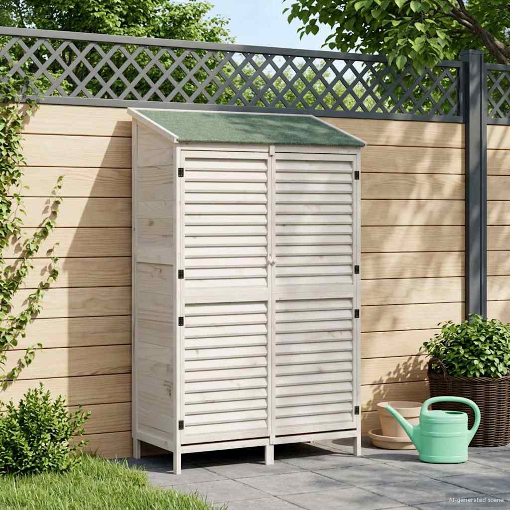Have Skur med tag Hvid 106 x 56 x 176,5 cm Massivt Fyrretræ