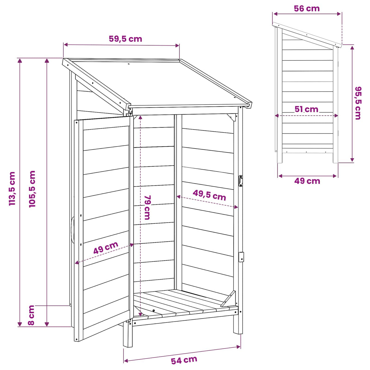 Have Skur Grå 59,5 x 56 x 113,5 cm Massivt Fyrretræ