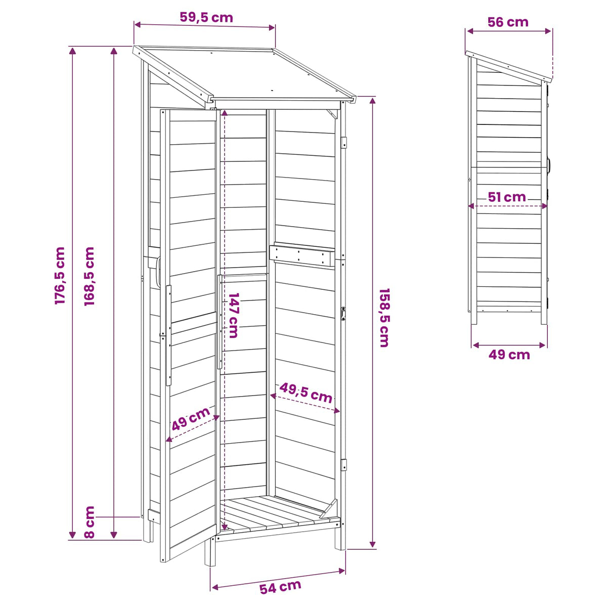 Have Skur Naturfarvet 59,5 x 56 x 176,5 cm Massivt Fyrretræ