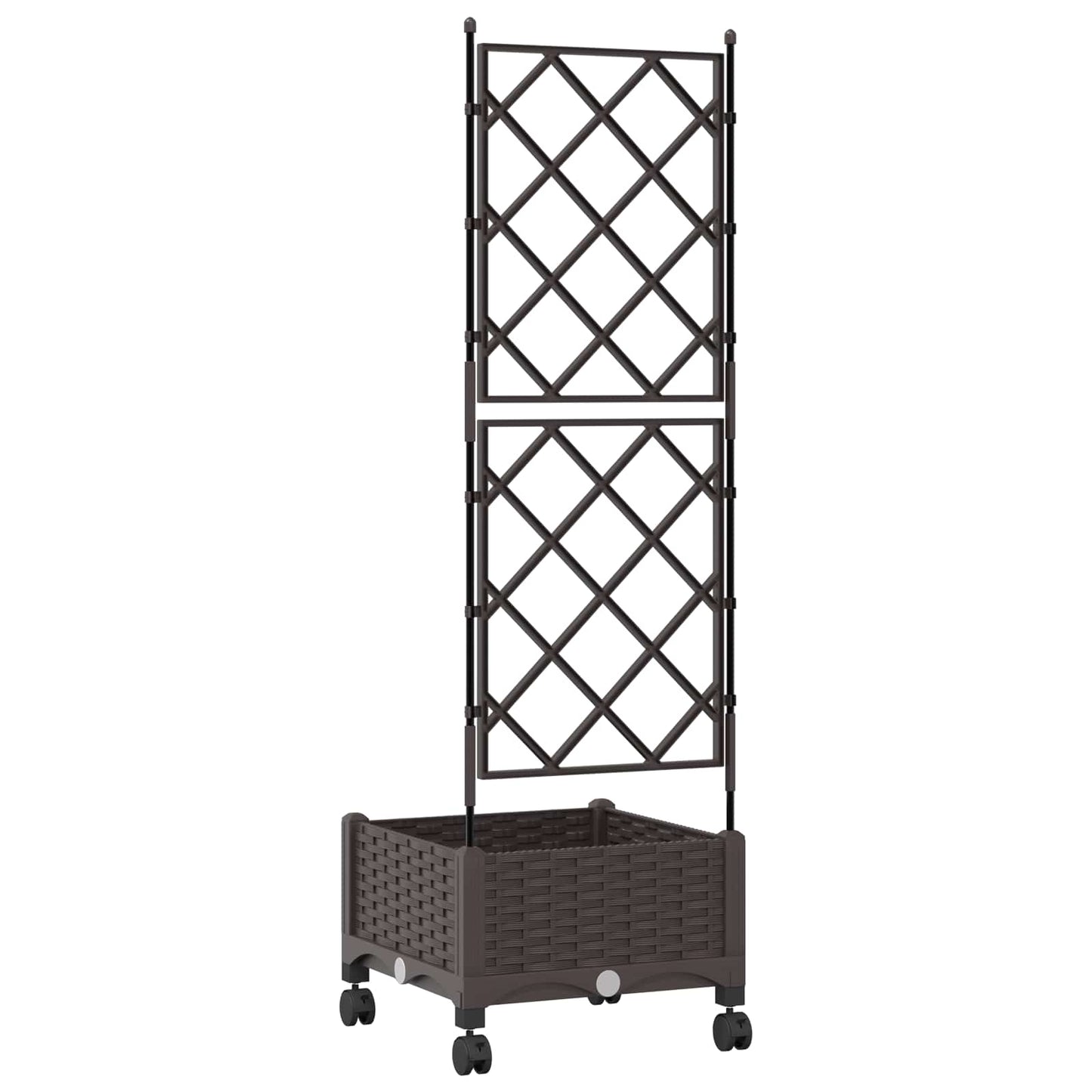 Haveplantekasse med espalier og hjul Brun 40 x 40 x 131,5 cm PP