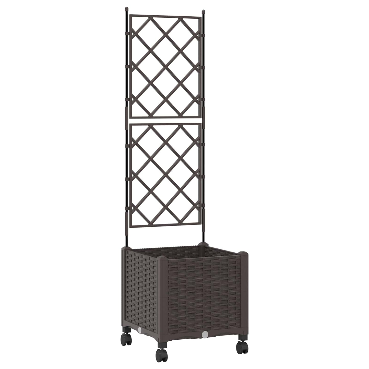 Haveplantekasse med espalier og hjul Brun 40 x 40 x 149 cm PP