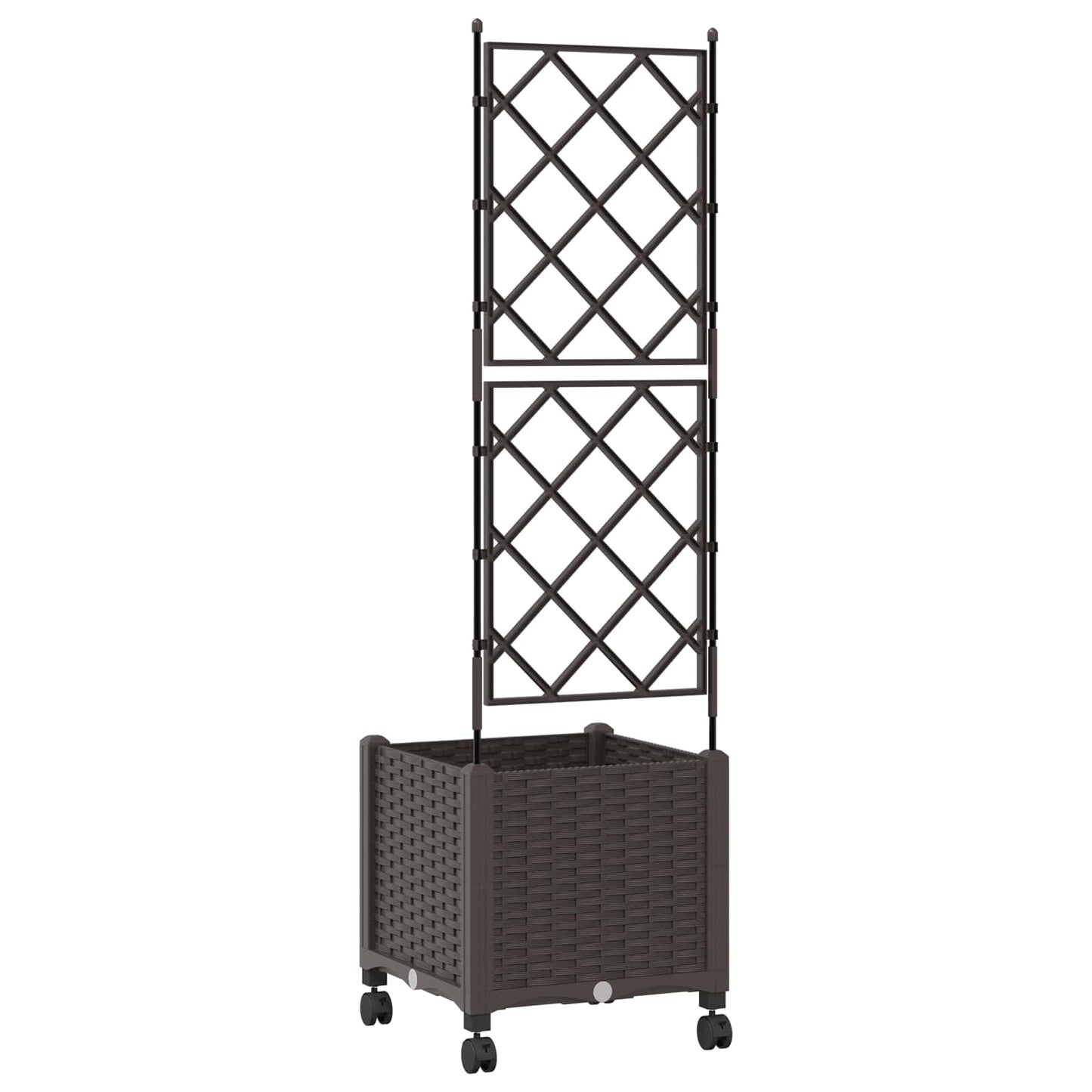 Haveplantekasse med espalier og hjul Brun 40 x 40 x 149 cm PP