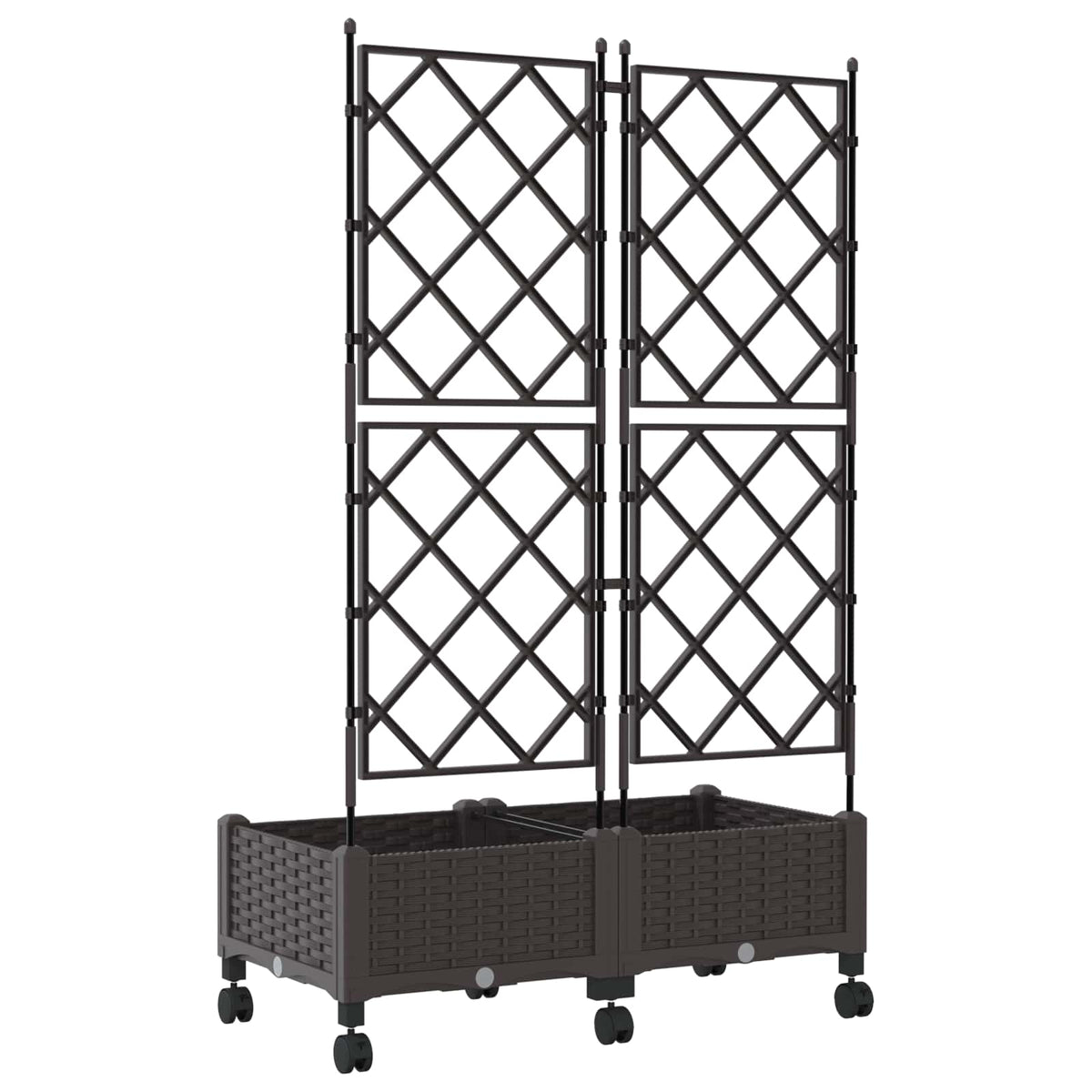 Haveplantekasse med espalier og hjul 2 stk. Brun PP