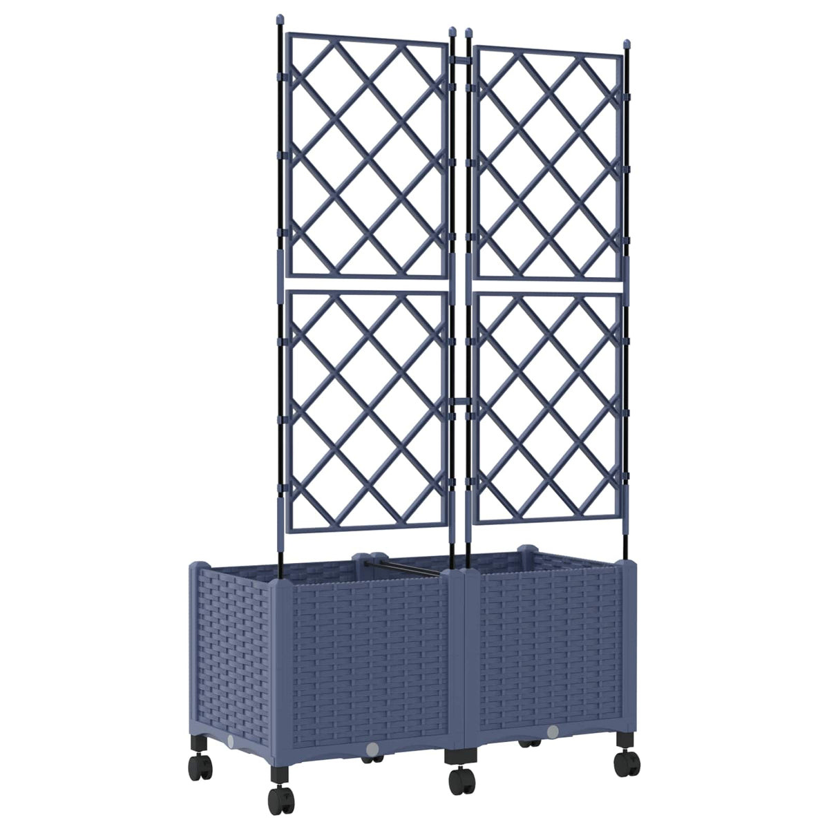 Haveplantekasse med espalier og hjul 2 stk. Grå PP