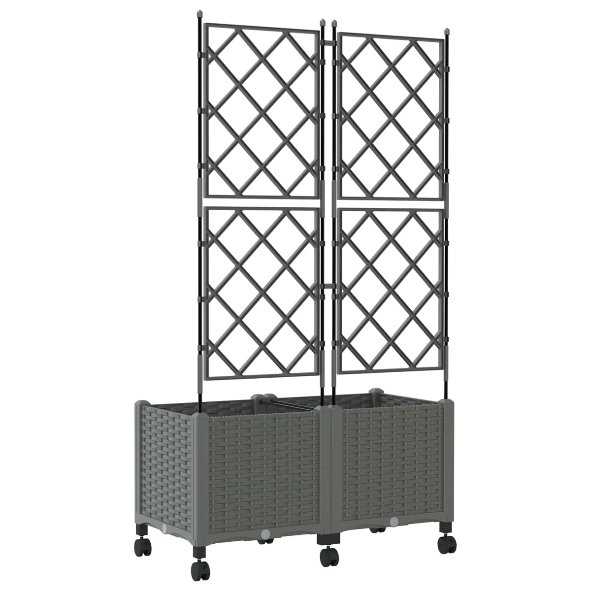 Haveplantekasse med espalier og hjul 2 stk. Lysegrå PP