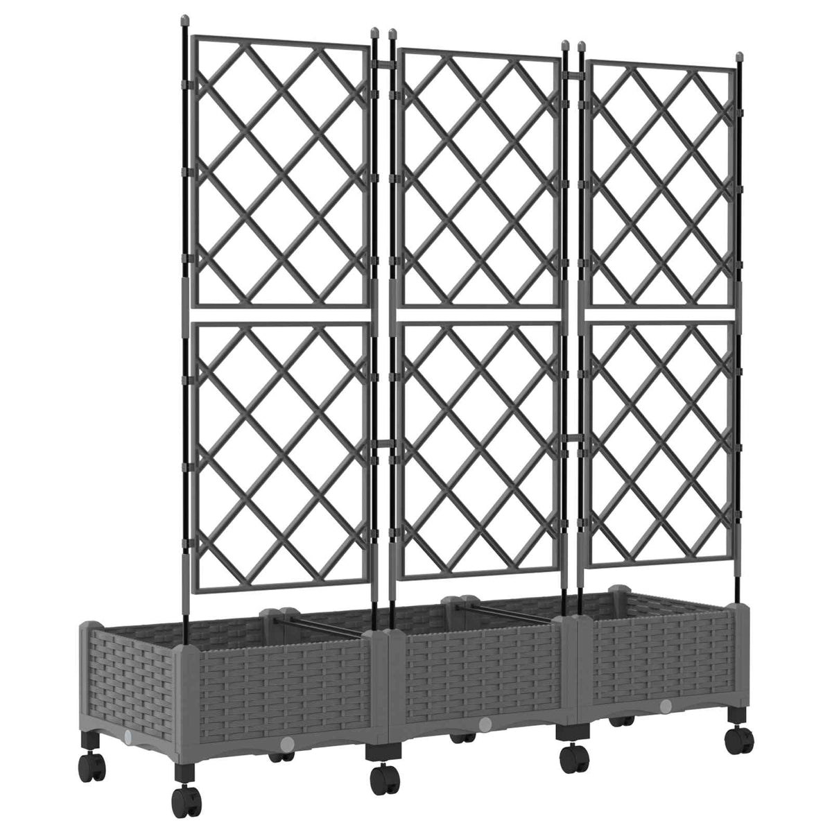 Haveplantekasse med espalier og hjul 3 stk. Lysegrå