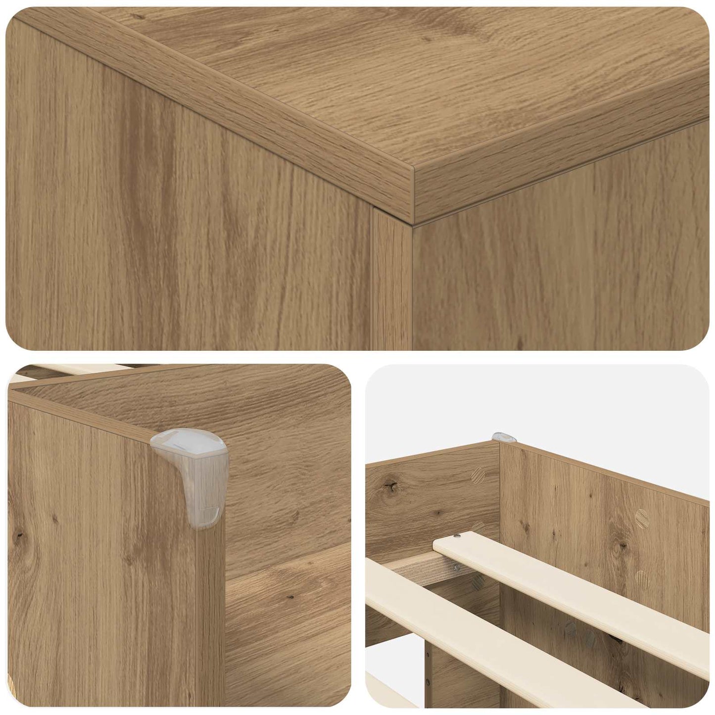 Loft seng ramme med skab 3 stk. Artisan-eg Konstrueret træ